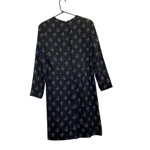 Talbots Floral Print Ponte Sheath midi Dress black sz 4 3/4 sleeve round neck - Picture 2 of 10